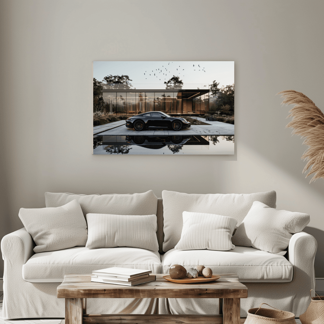 Porsche Black Porsche – Modern Villa Reflection Canvas