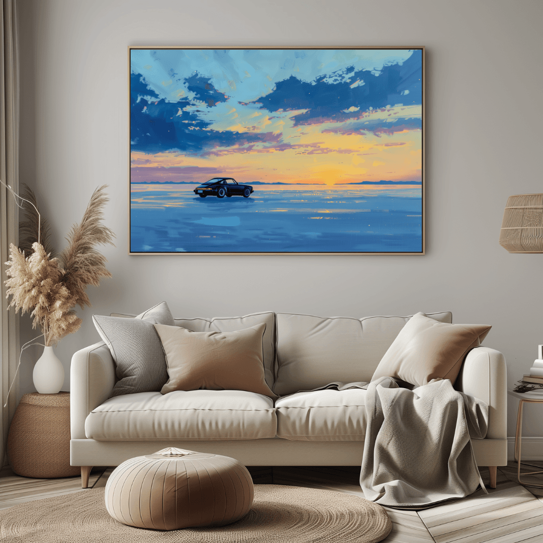 Porsche Sunset Drive – Porsche on Salt Flats Canvas