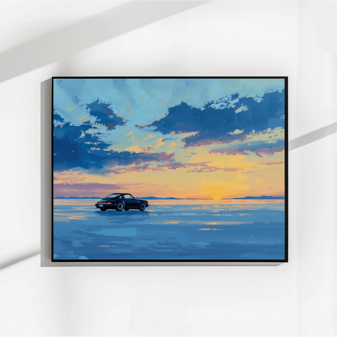 Porsche Sunset Drive – Porsche on Salt Flats Canvas