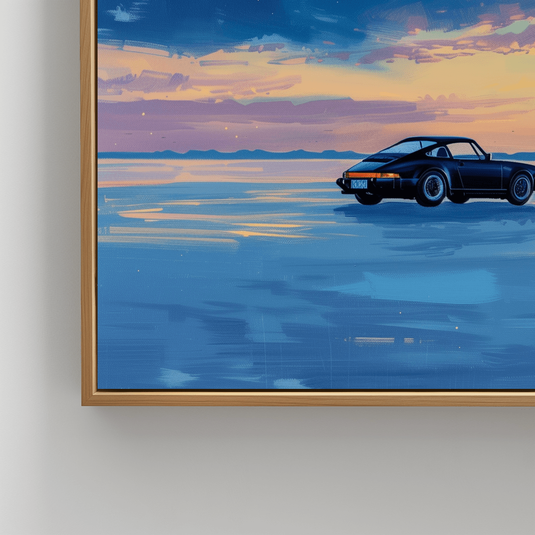 Porsche Sunset Drive – Porsche on Salt Flats Canvas