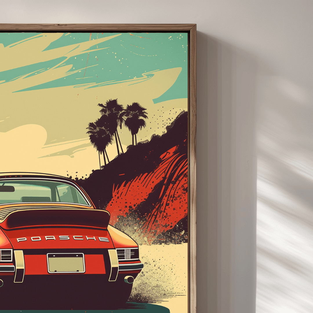 Porsche Retro Porsche on California Coast Canvas
