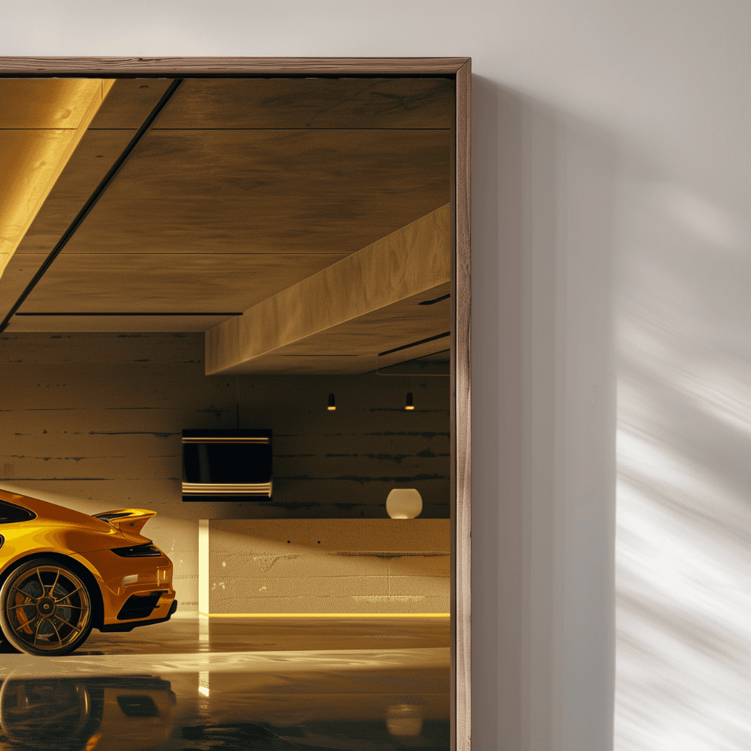Porsche Yellow Porsche in Minimalist Garage Canvas