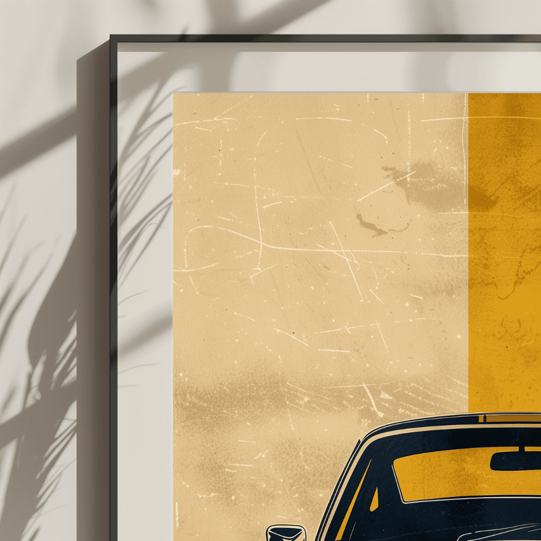 Porsche Porsche Front View with Yellow Racing Stripe Canvas