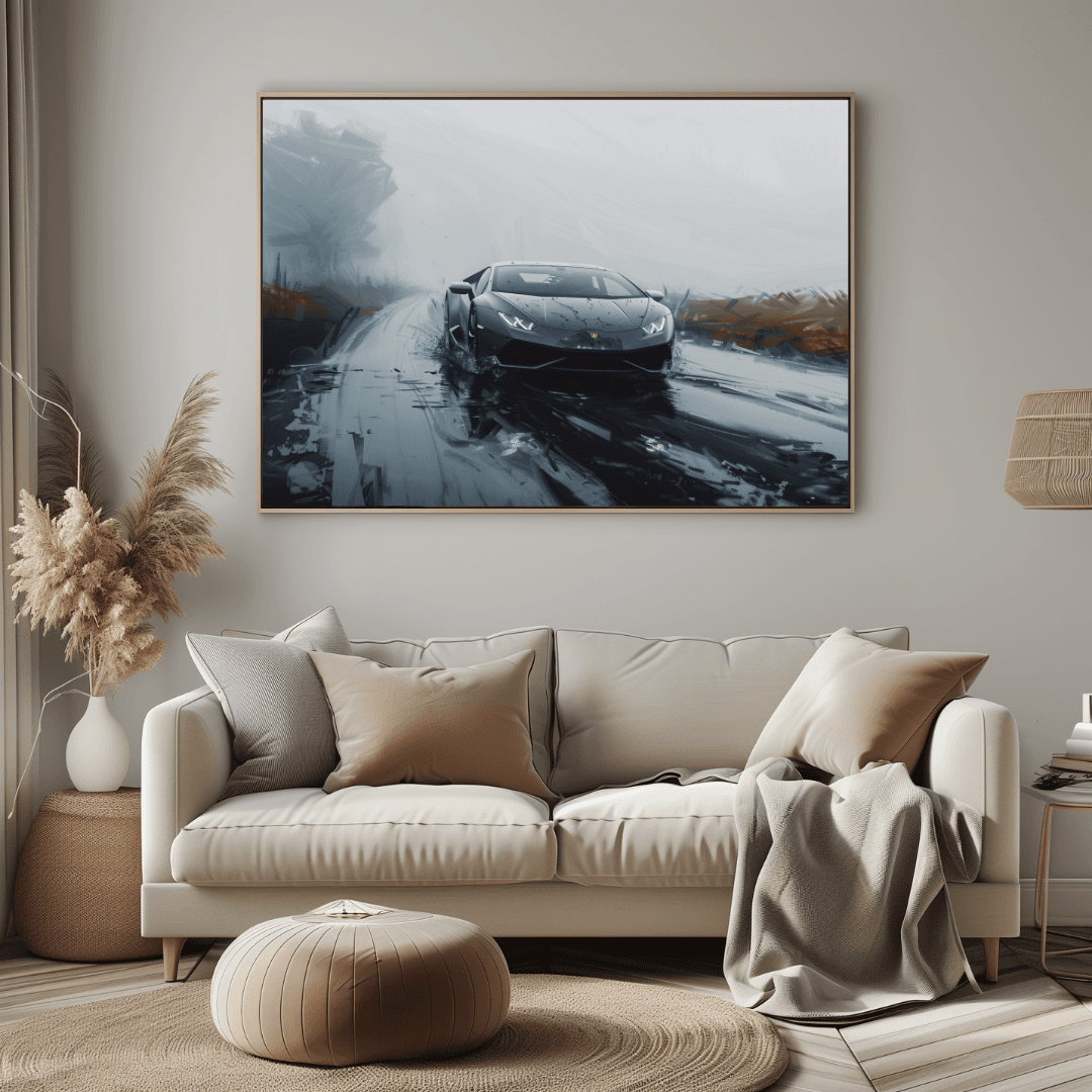 Lamborghini Lamborghini Driving Through Storm Canvas