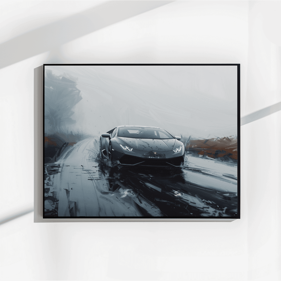Lamborghini Lamborghini Driving Through Storm Canvas