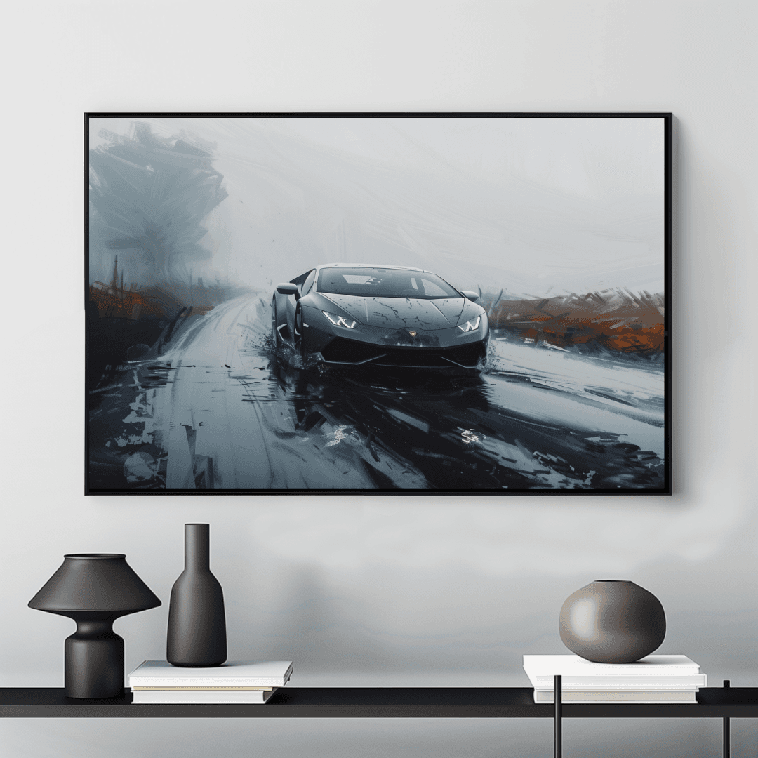 Lamborghini Lamborghini Driving Through Storm Canvas