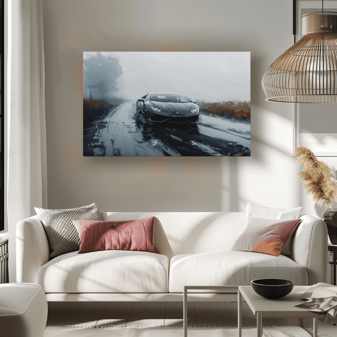 Lamborghini Lamborghini Driving Through Storm Canvas