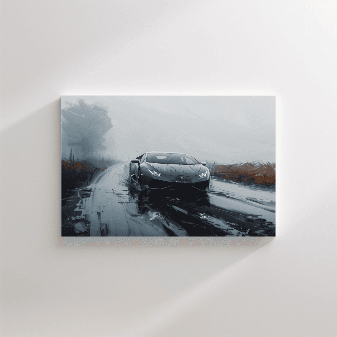 Lamborghini Lamborghini Driving Through Storm Canvas