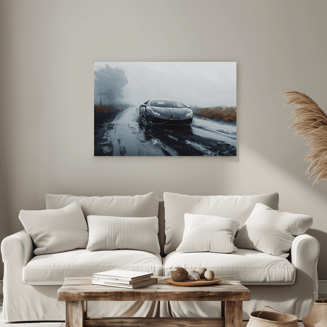 Lamborghini Lamborghini Driving Through Storm Canvas