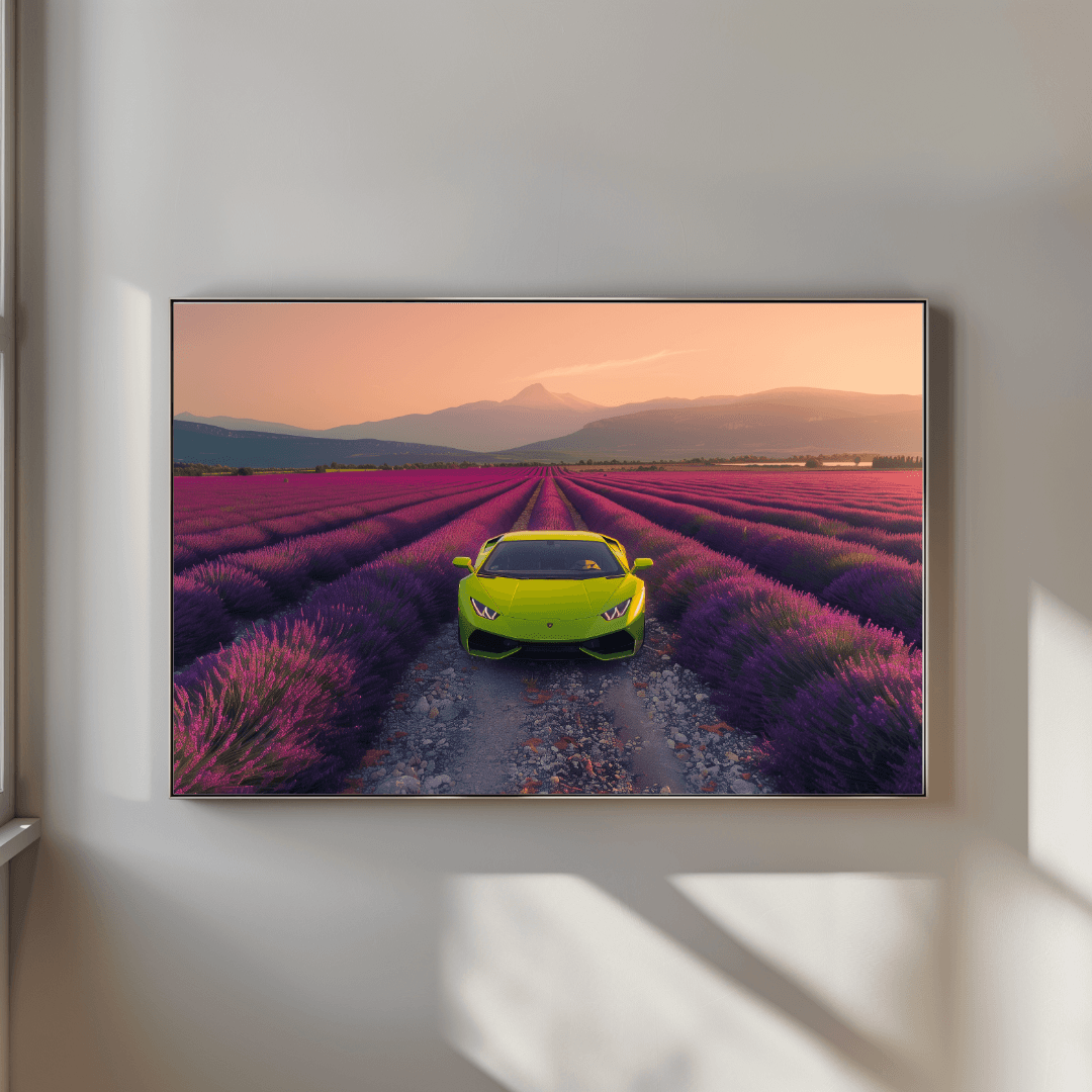 Lamborghini Lamborghini in Lavender Field Canvas