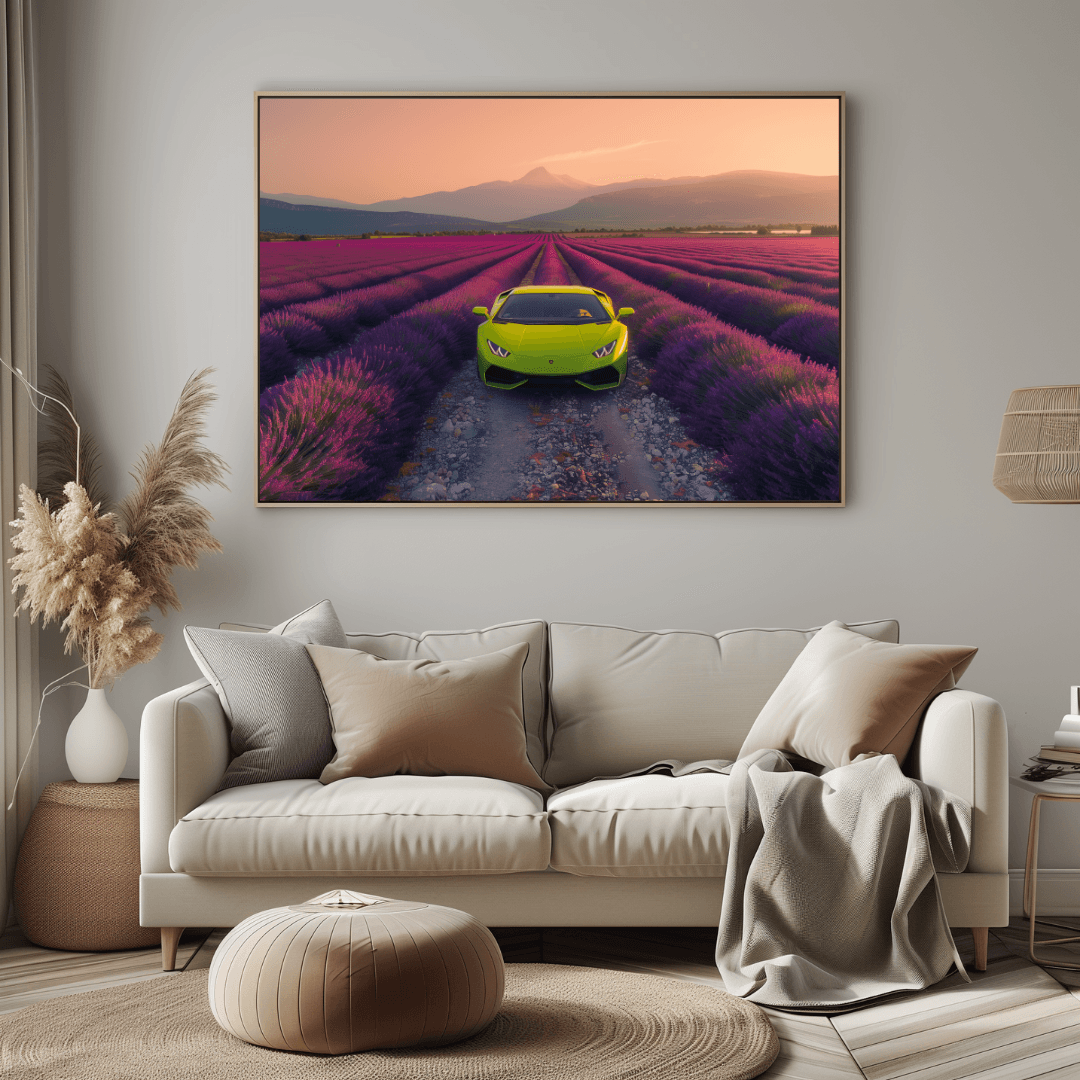 Lamborghini Lamborghini in Lavender Field Canvas