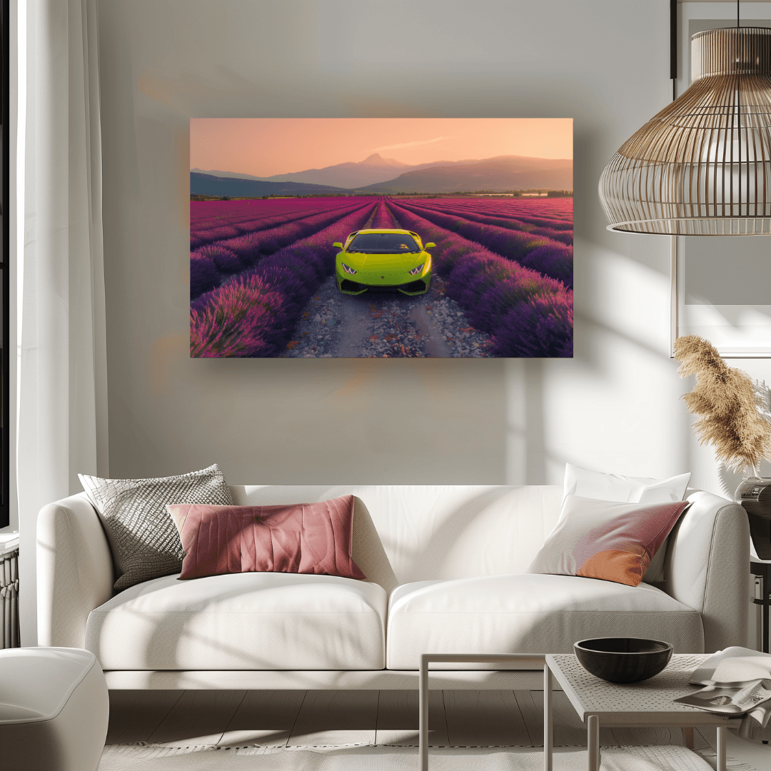 Lamborghini Lamborghini in Lavender Field Canvas