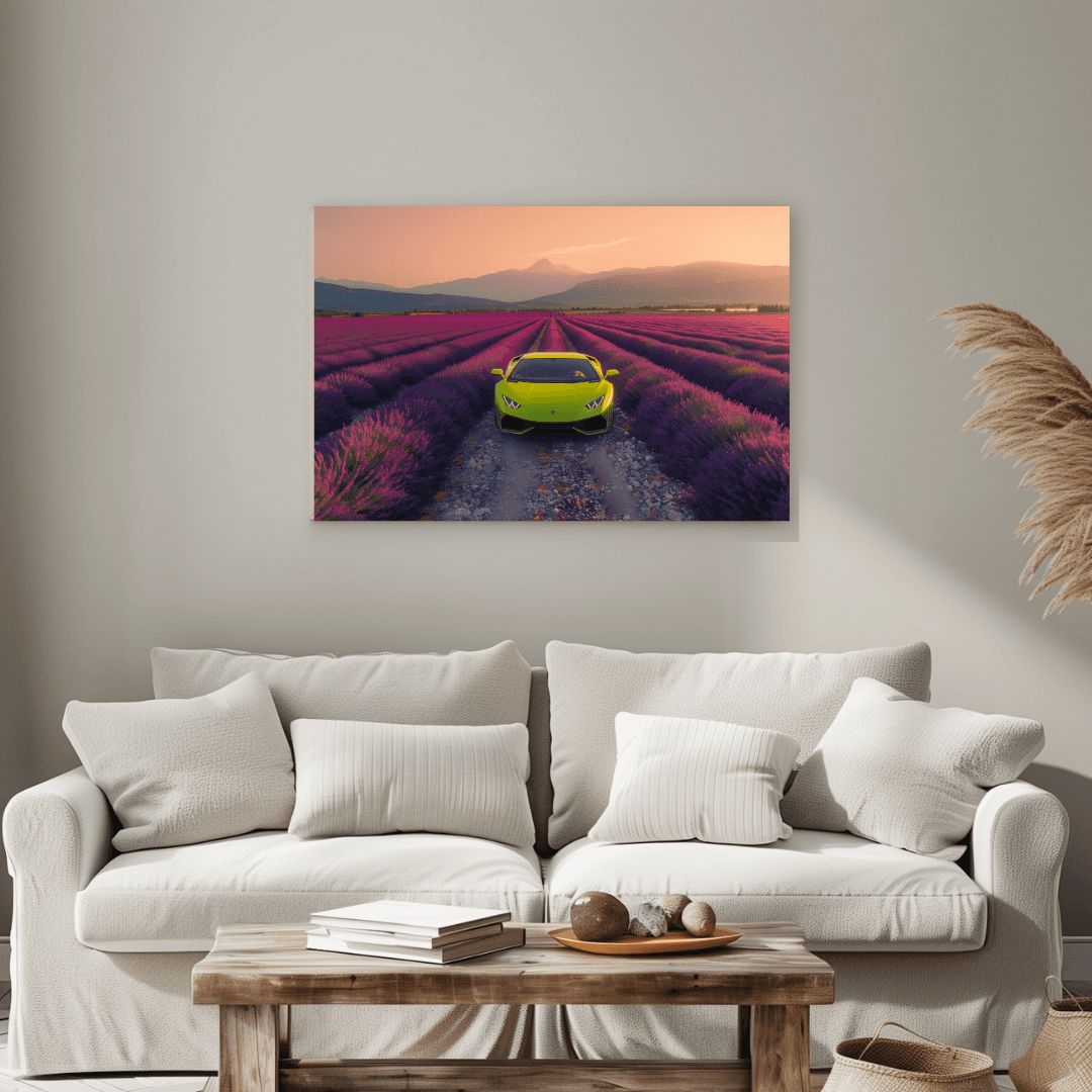 Lamborghini Lamborghini in Lavender Field Canvas