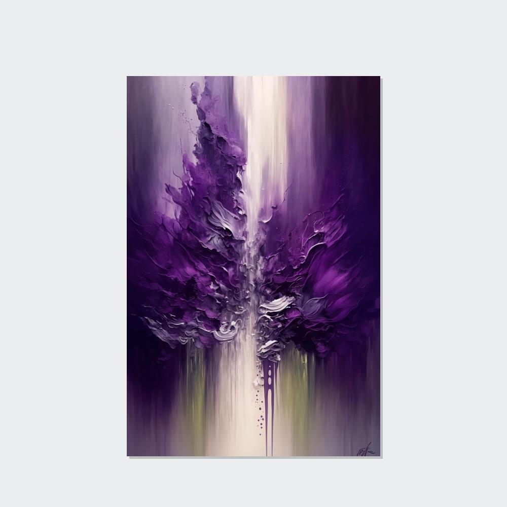 Purple Abstract Art Purple Passion: Framed Poster of Abstract Art with Intense Hues on Canvas
