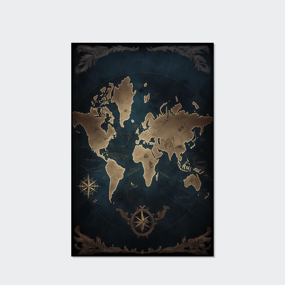 World Maps A World Without Borders: Contemporary Map Art on Canvas or Poster