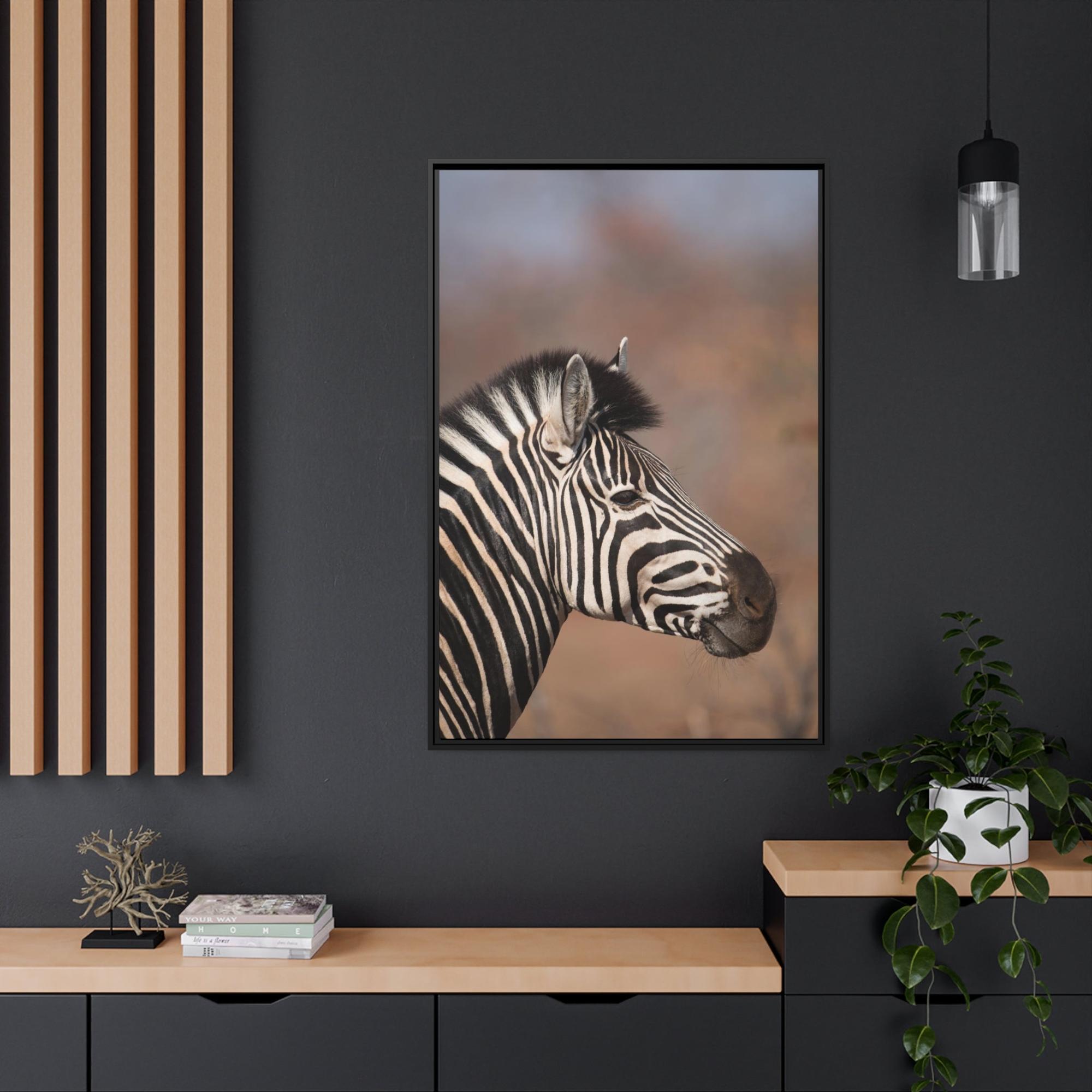 Zebras Wild Beauty: Natural Canvas and Framed Poster Featuring a Majestic Zebra