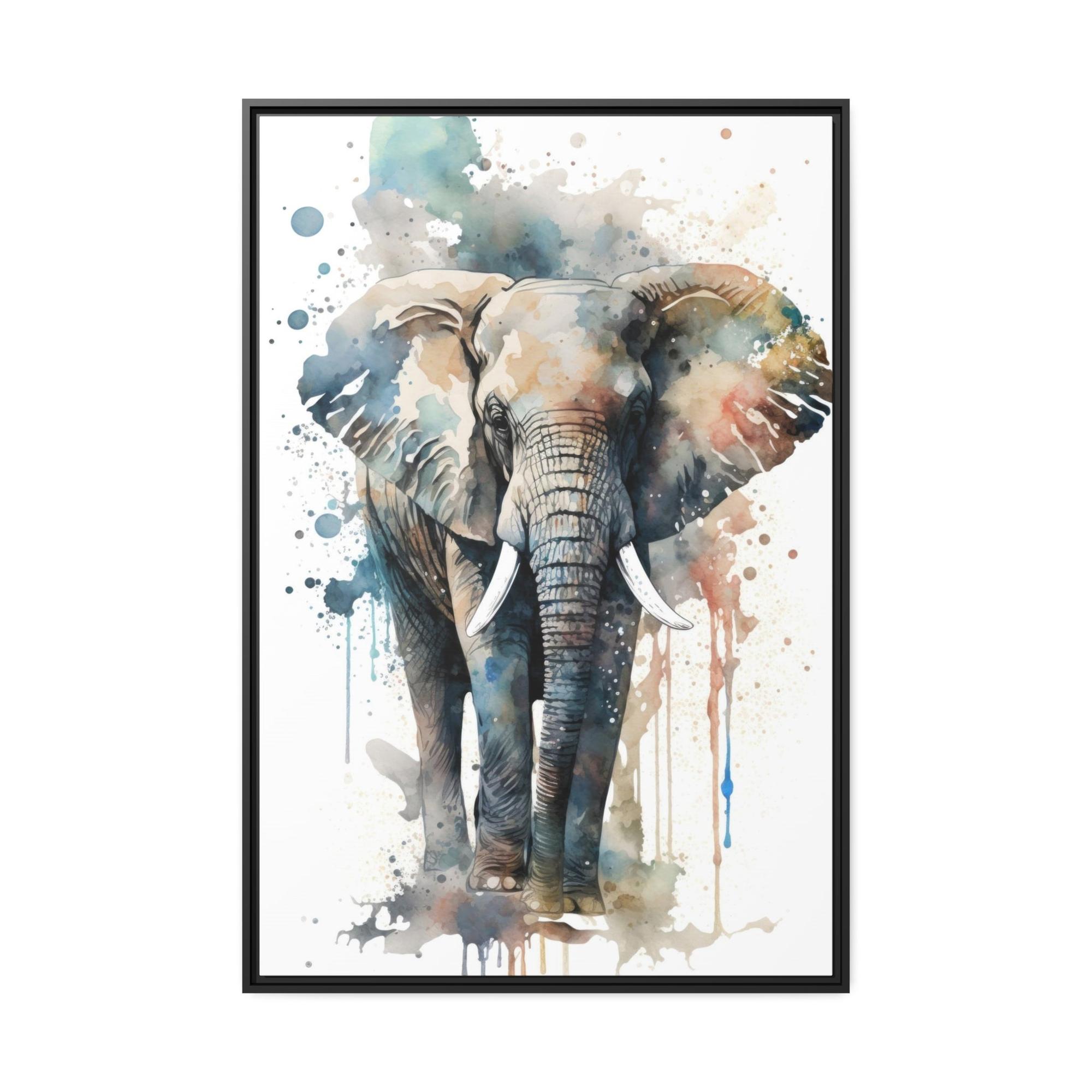 Elephants Elephant Serenity: Natural Canvas and Framed Poster
