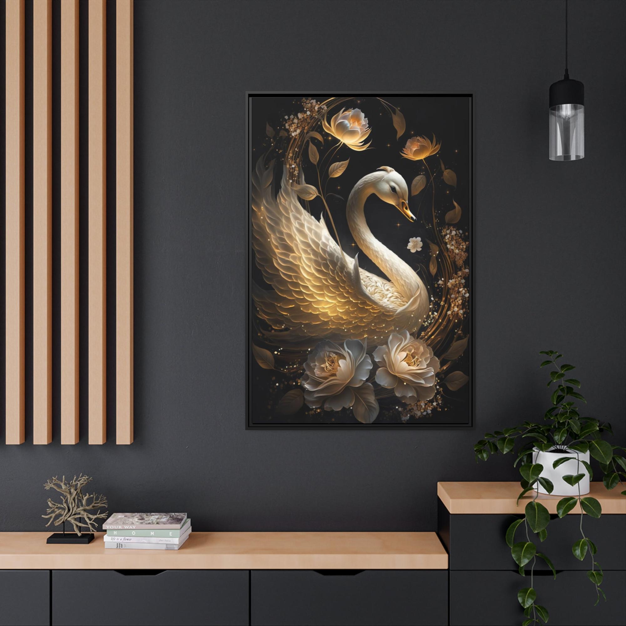 undefined Tranquil Beauty: Canvas Art Displaying the Serenity of Swan in a Peaceful Setting