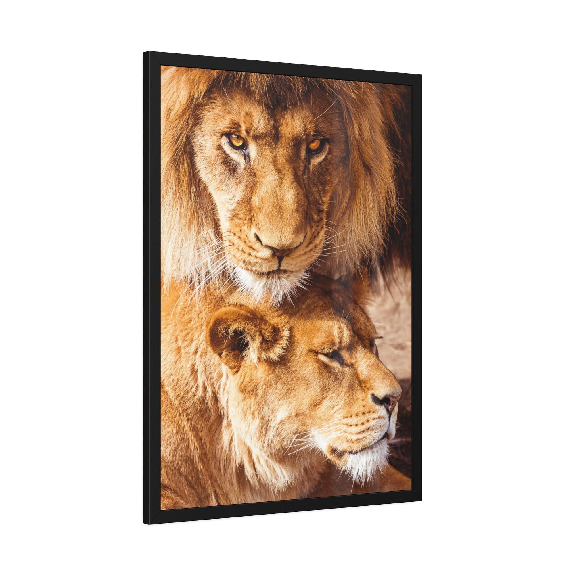 Lions African Royalty: Wall Art of a Magnificent Lion on Natural Canvas