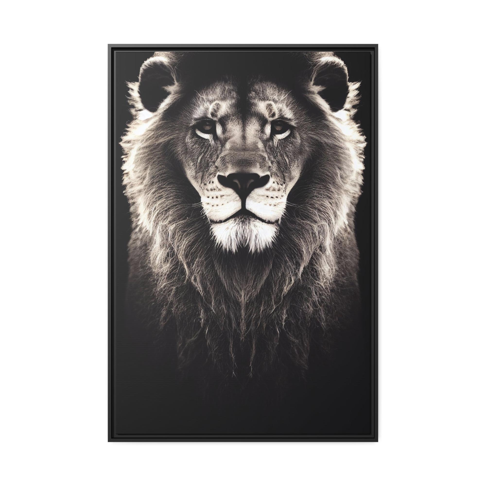 undefined African Majesty: Wall Art of a Regal Lion on Natural Canvas