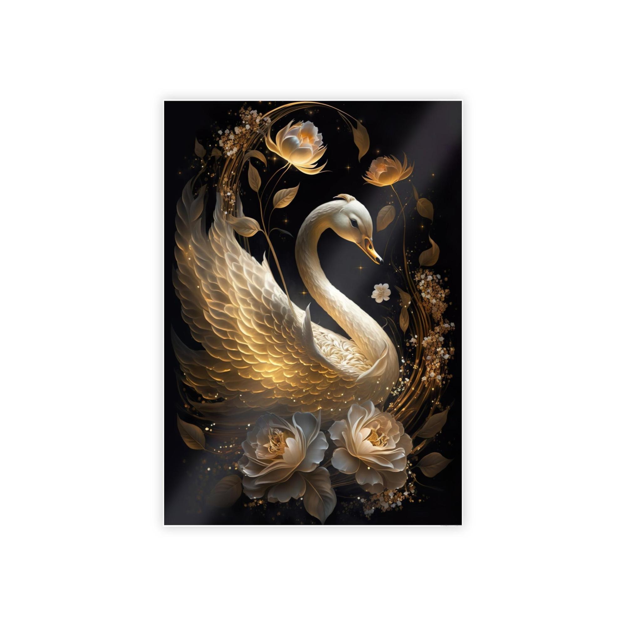 Swans Tranquil Beauty: Canvas Art Displaying the Serenity of Swan in a Peaceful Setting