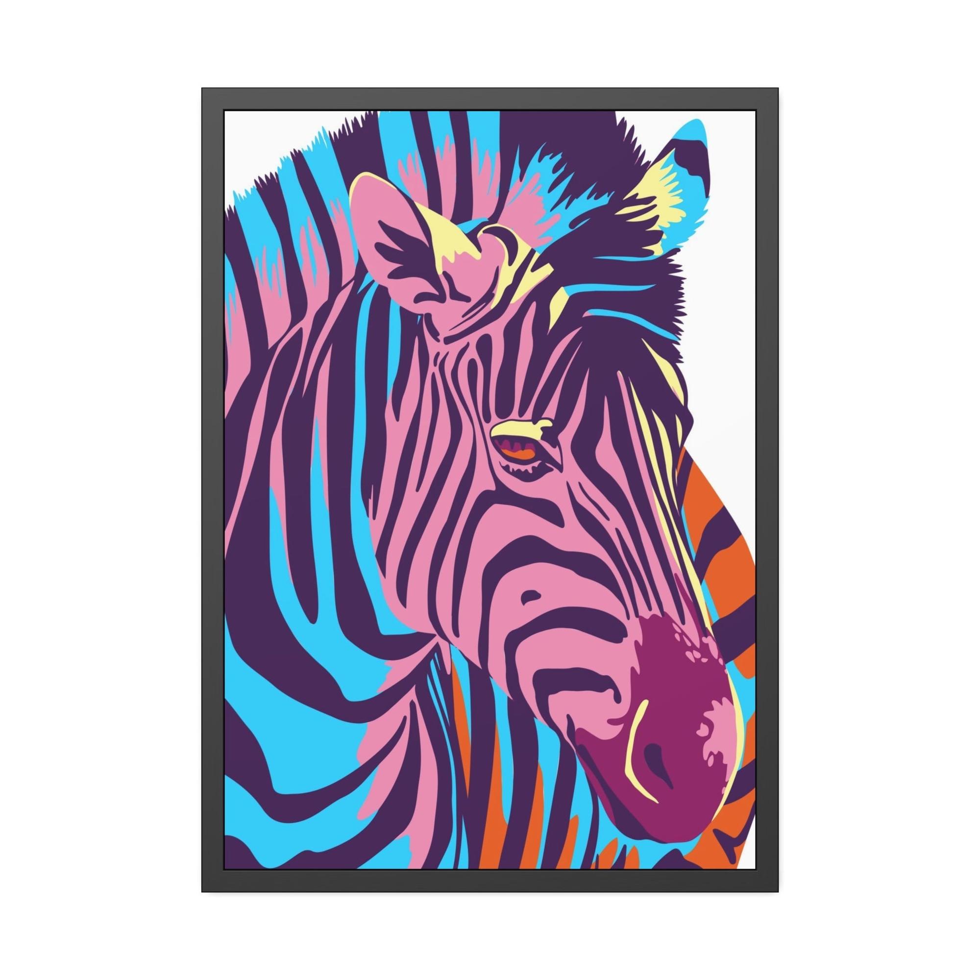 Zebras Sleek and Striking: Zebra Print on Framed Poster