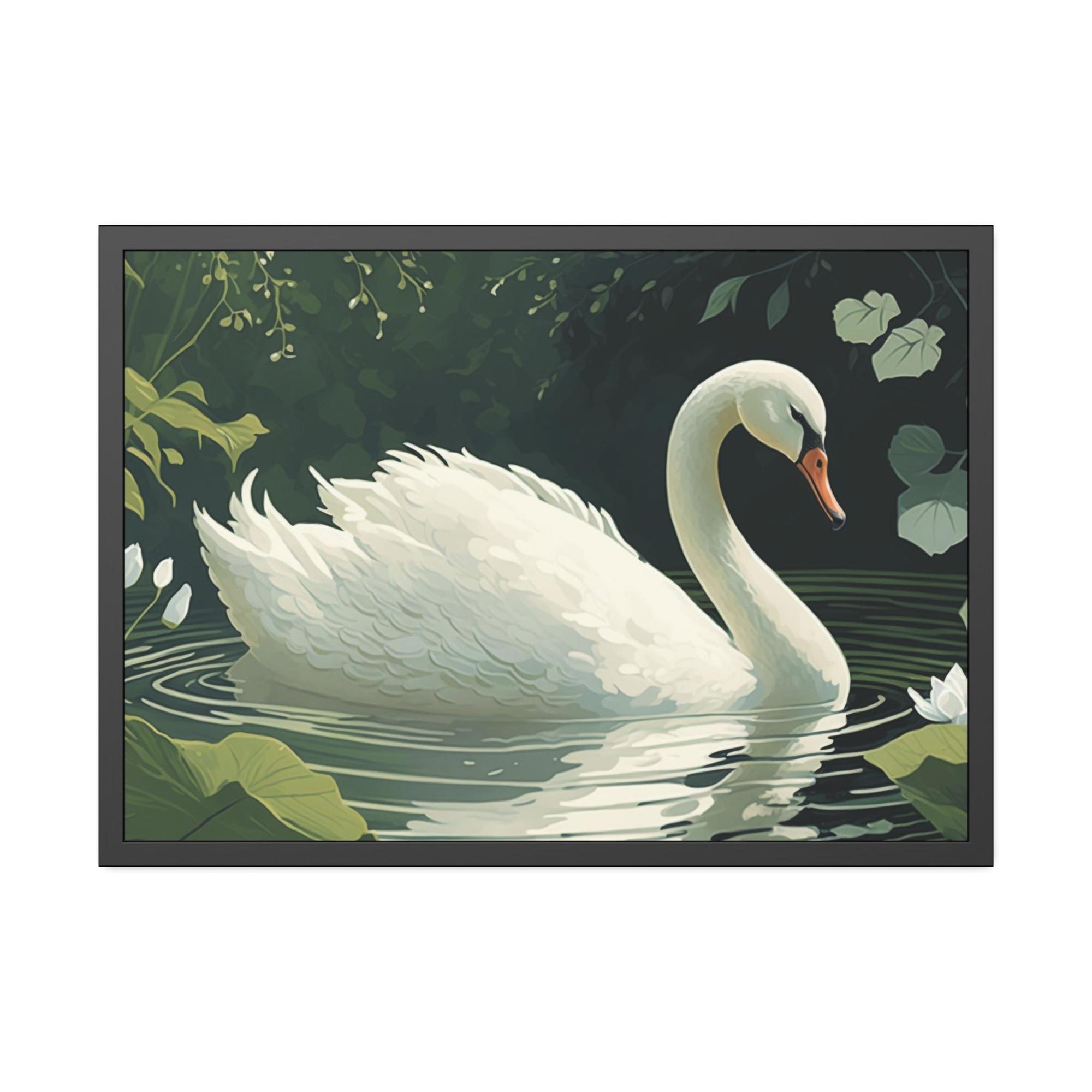 Swans Swan Lake Serenity: Natural Canvas Print of Beautiful Swan in Motion