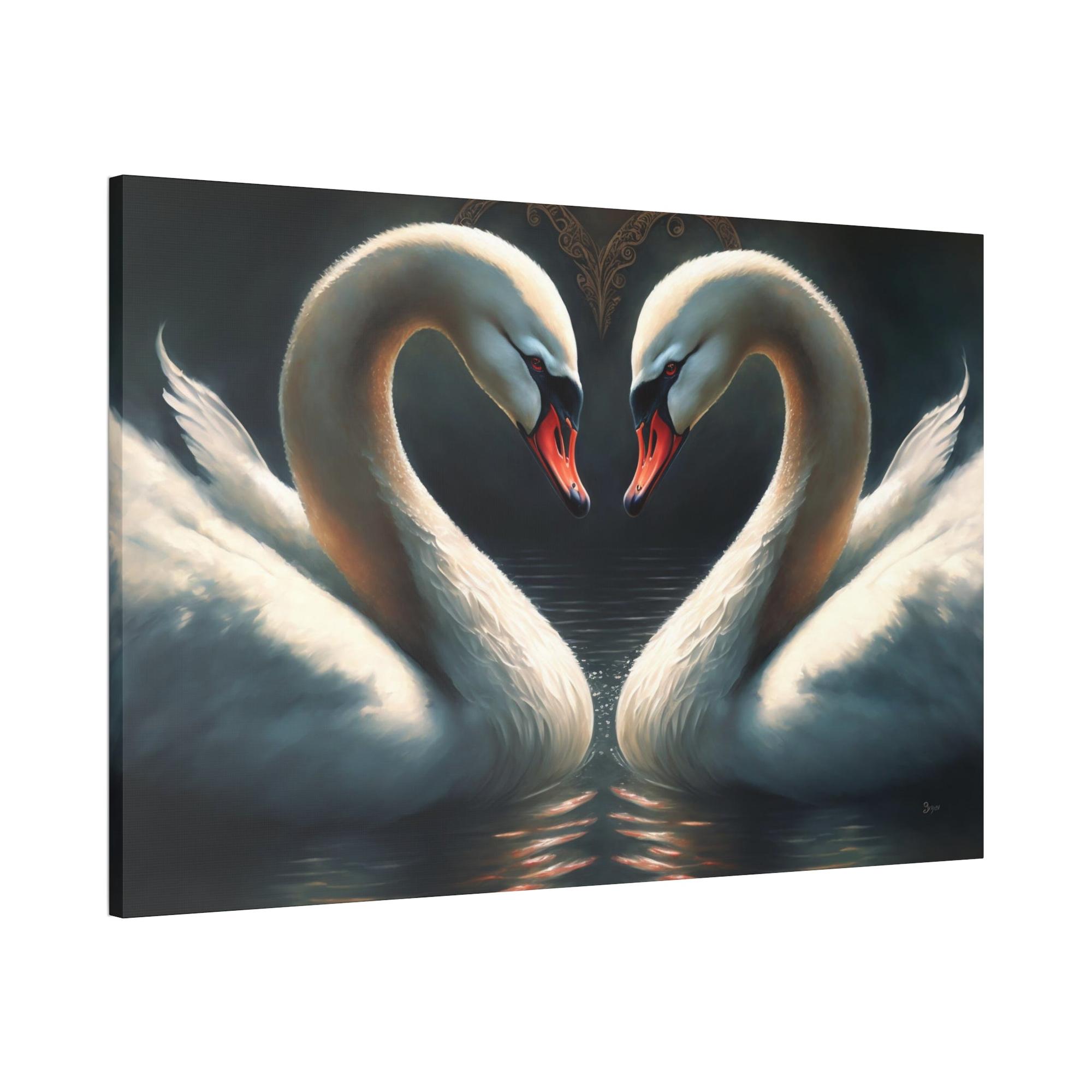 undefined Natural Canvas & Poster Print of Swans in a Calm Setting