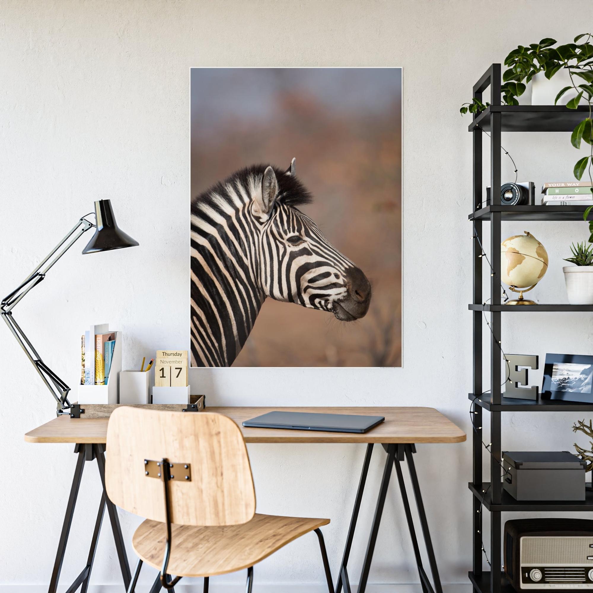 Zebras Wild Beauty: Natural Canvas and Framed Poster Featuring a Majestic Zebra