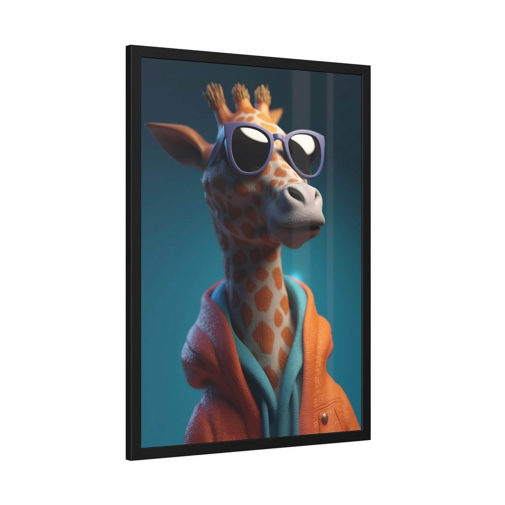 Giraffes The Art of Observation: A Stunning Artistic Rendering of a Giraffe in Profile on Canvas & Poster