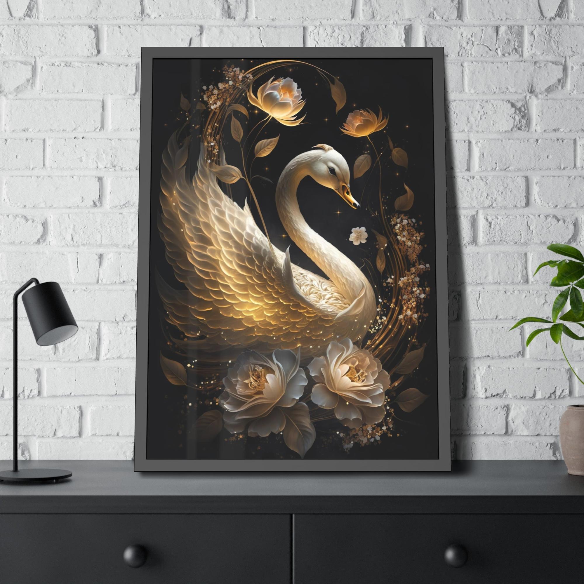 Swans Tranquil Beauty: Canvas Art Displaying the Serenity of Swan in a Peaceful Setting
