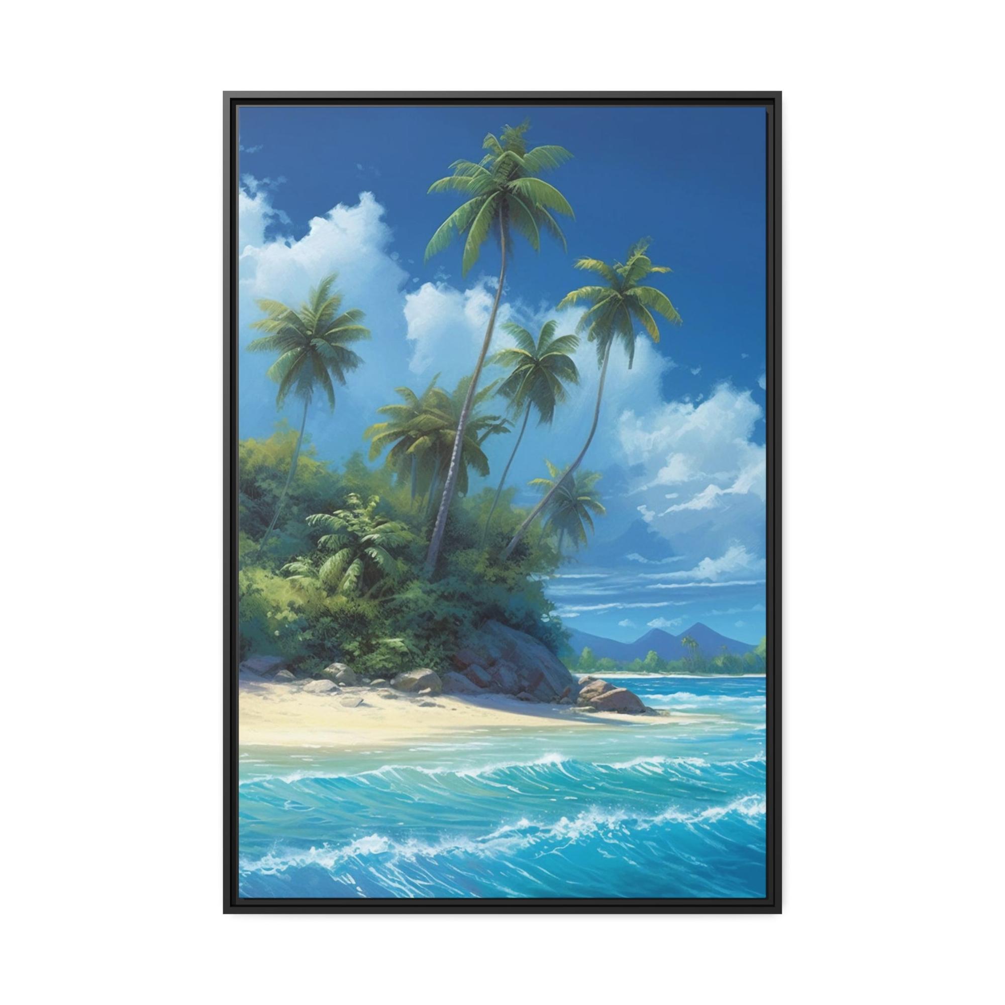 Island Beach Oceanic Wonders: Canvas Print of a Majestic Beach on an Island