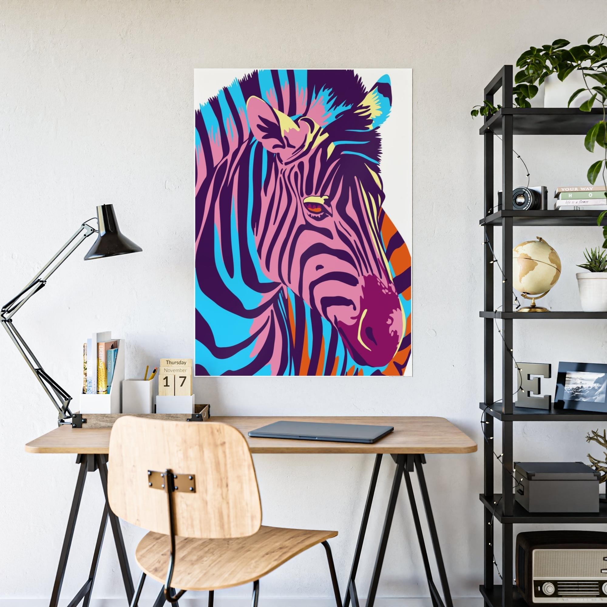 Zebras Sleek and Striking: Zebra Print on Framed Poster
