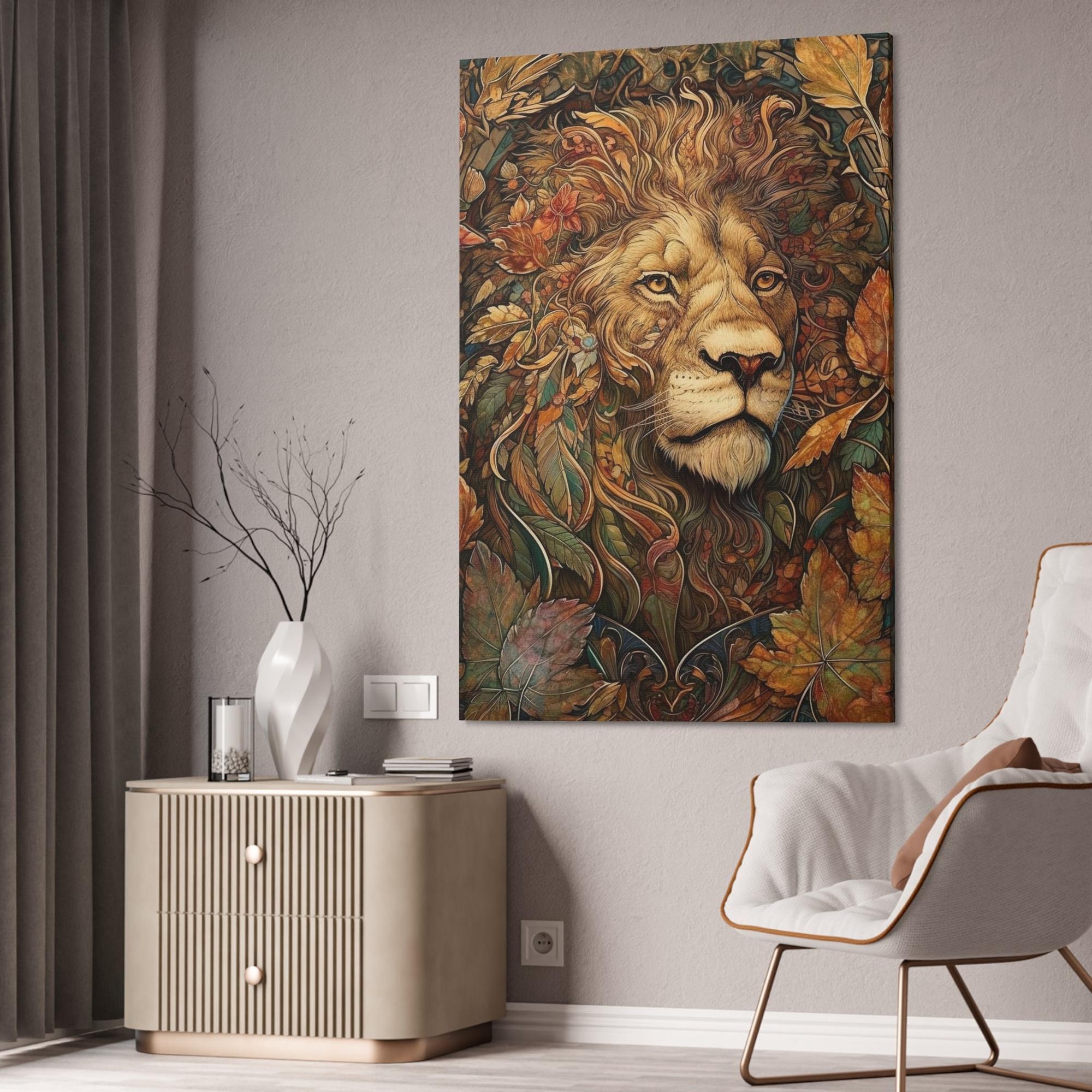 Lions Roaring Beauty: Natural Canvas Print of the Magnificent Lion