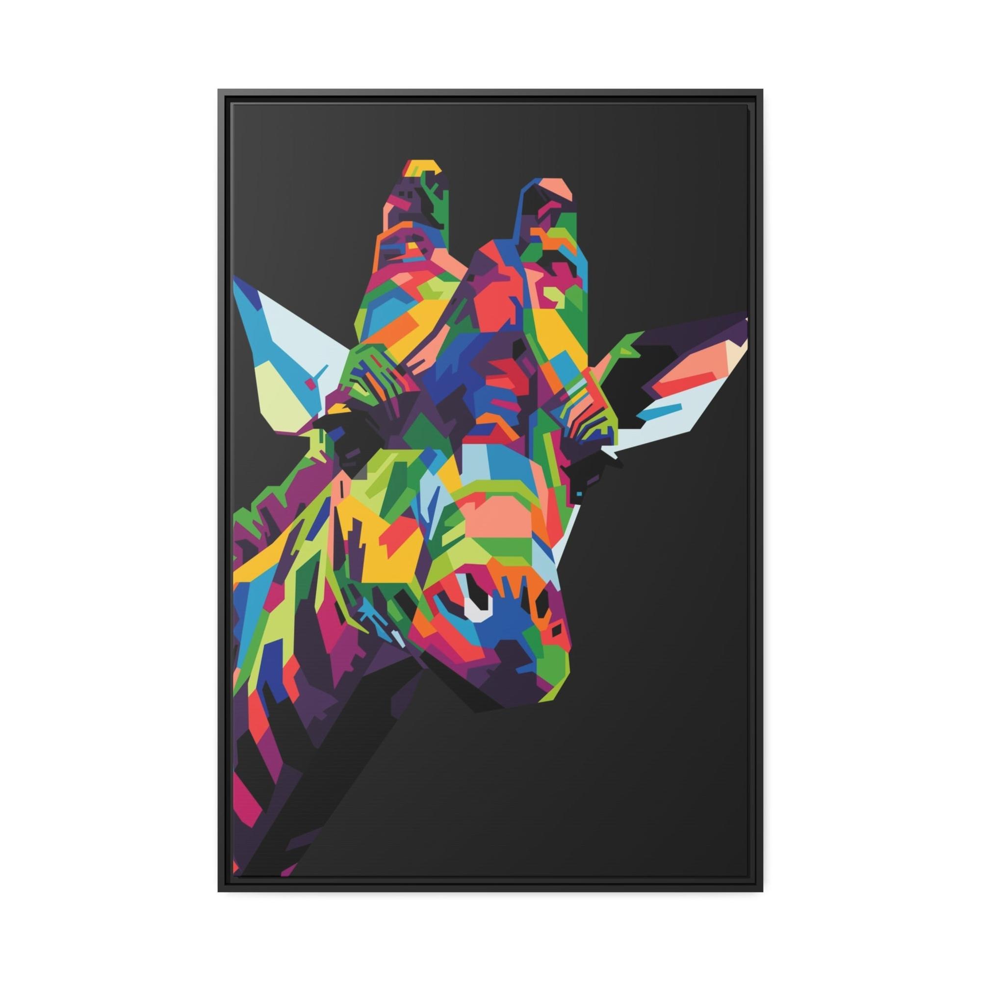 Giraffes Splash of Color: A Vividly Colored Artistic Print of a Giraffe on Canvas & Poster