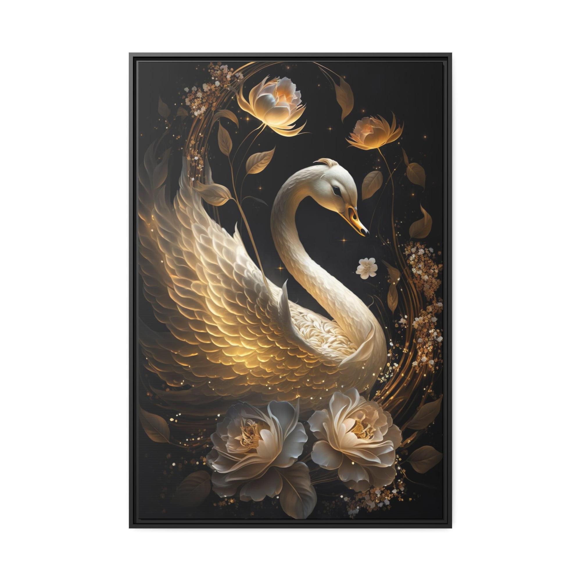 Swans Tranquil Beauty: Canvas Art Displaying the Serenity of Swan in a Peaceful Setting
