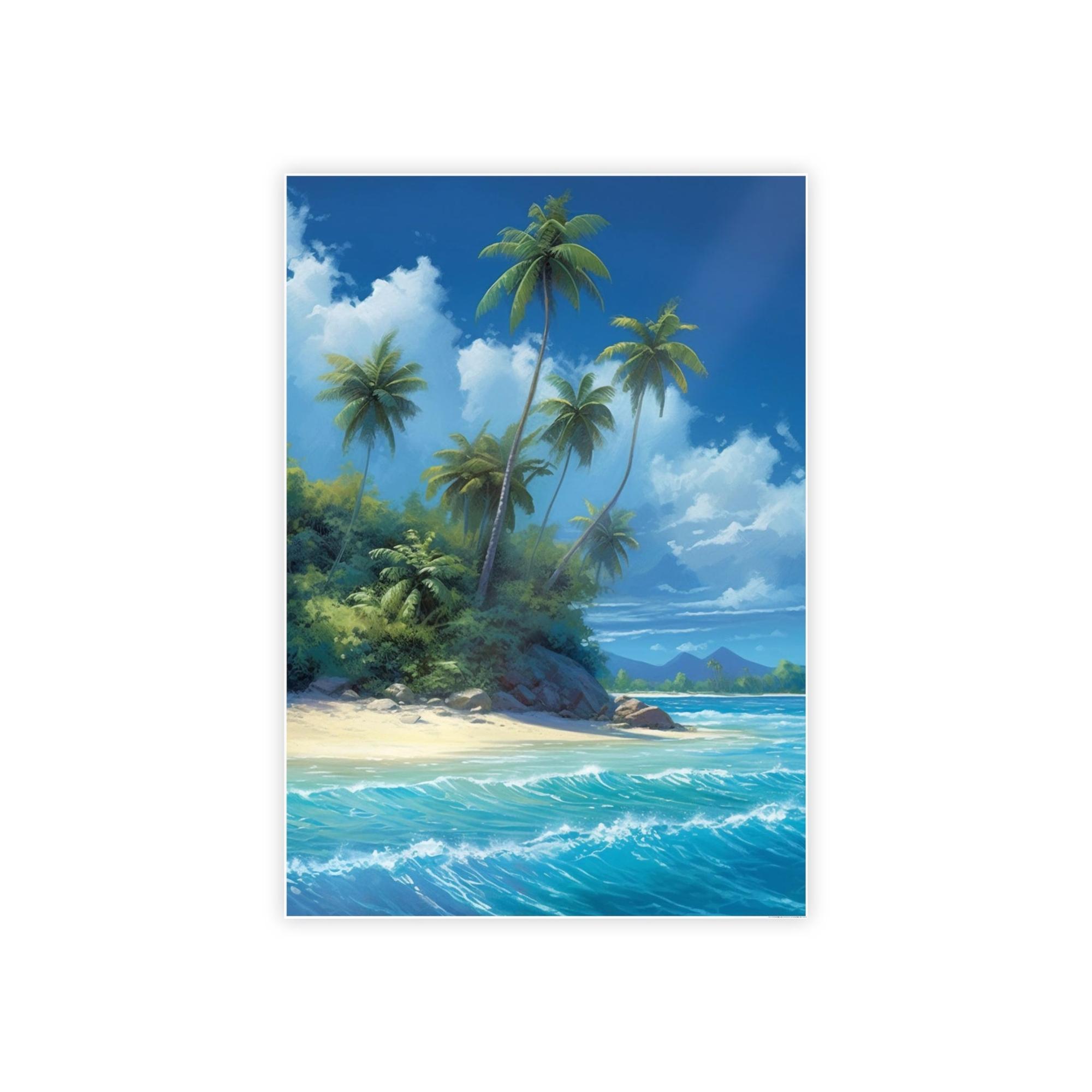 Island Beach Oceanic Wonders: Canvas Print of a Majestic Beach on an Island
