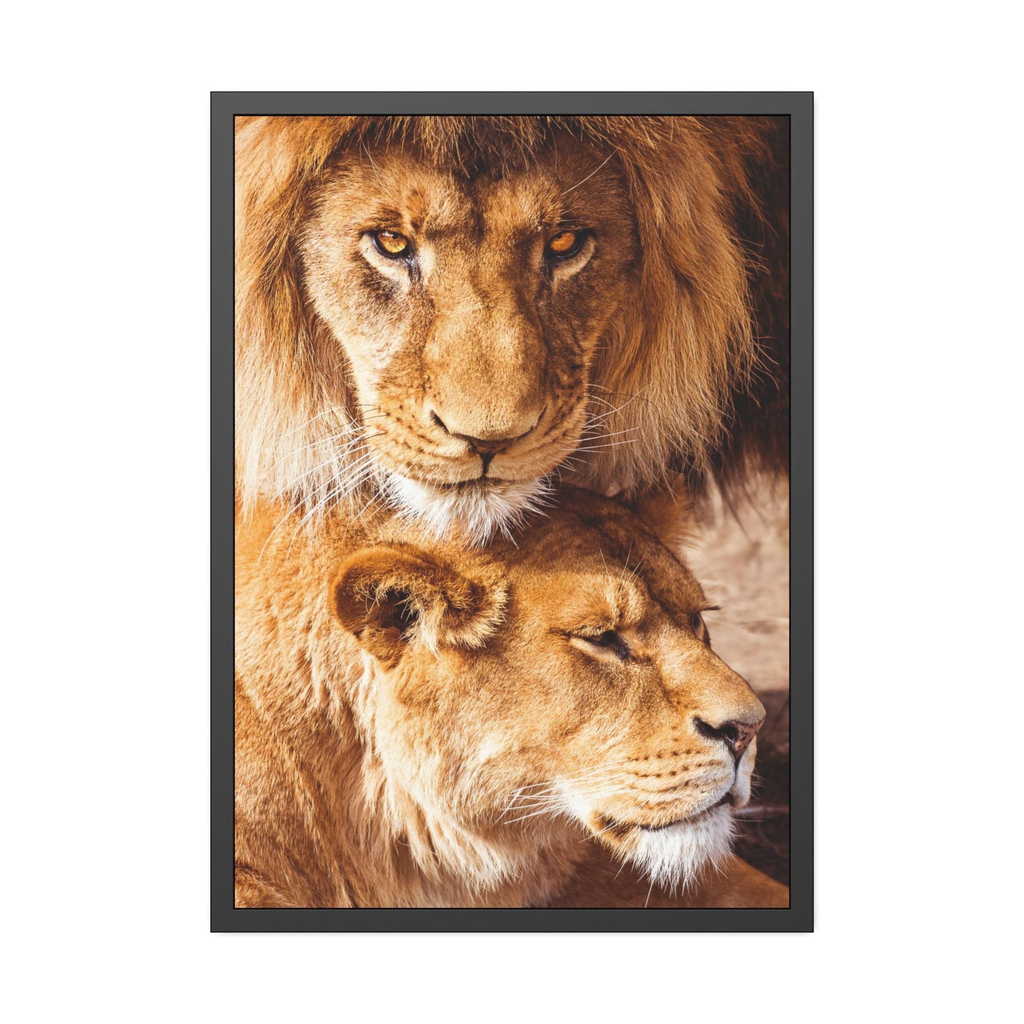 Lions African Royalty: Wall Art of a Magnificent Lion on Natural Canvas