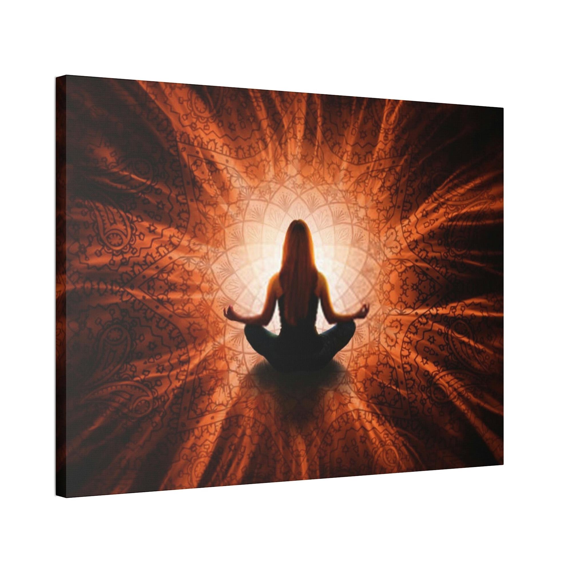 Meditation Spirituality in Art: Canvas Print of Meditative Pose with Abstract Background