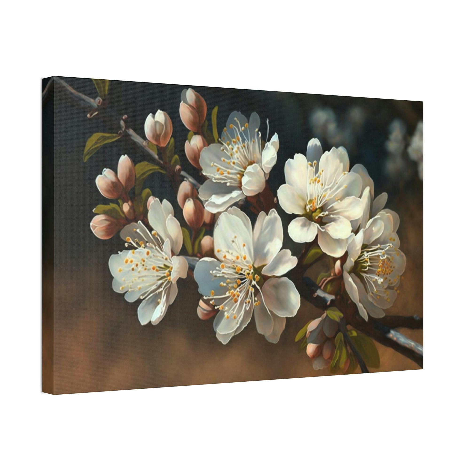 Almond Blossoms Blossoming Almonds: Natural Canvas & Poster Art Print of Springtime Flowers