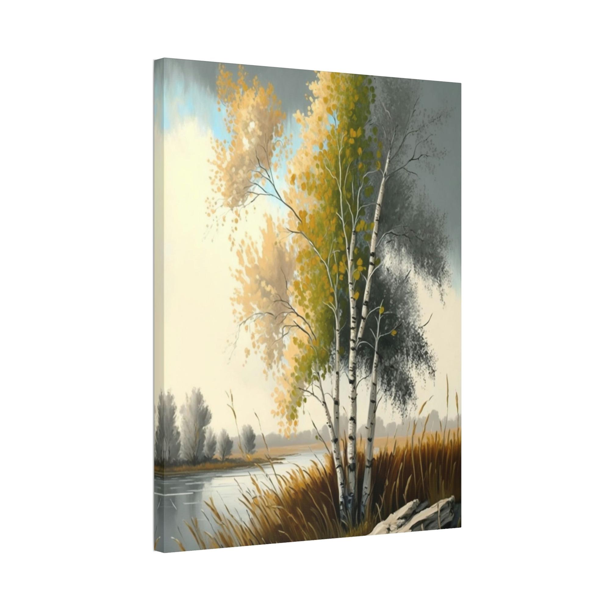 Birch Trees Autumn's Splendor: Poster & Canvas of Birch Trees with Colorful Leaves