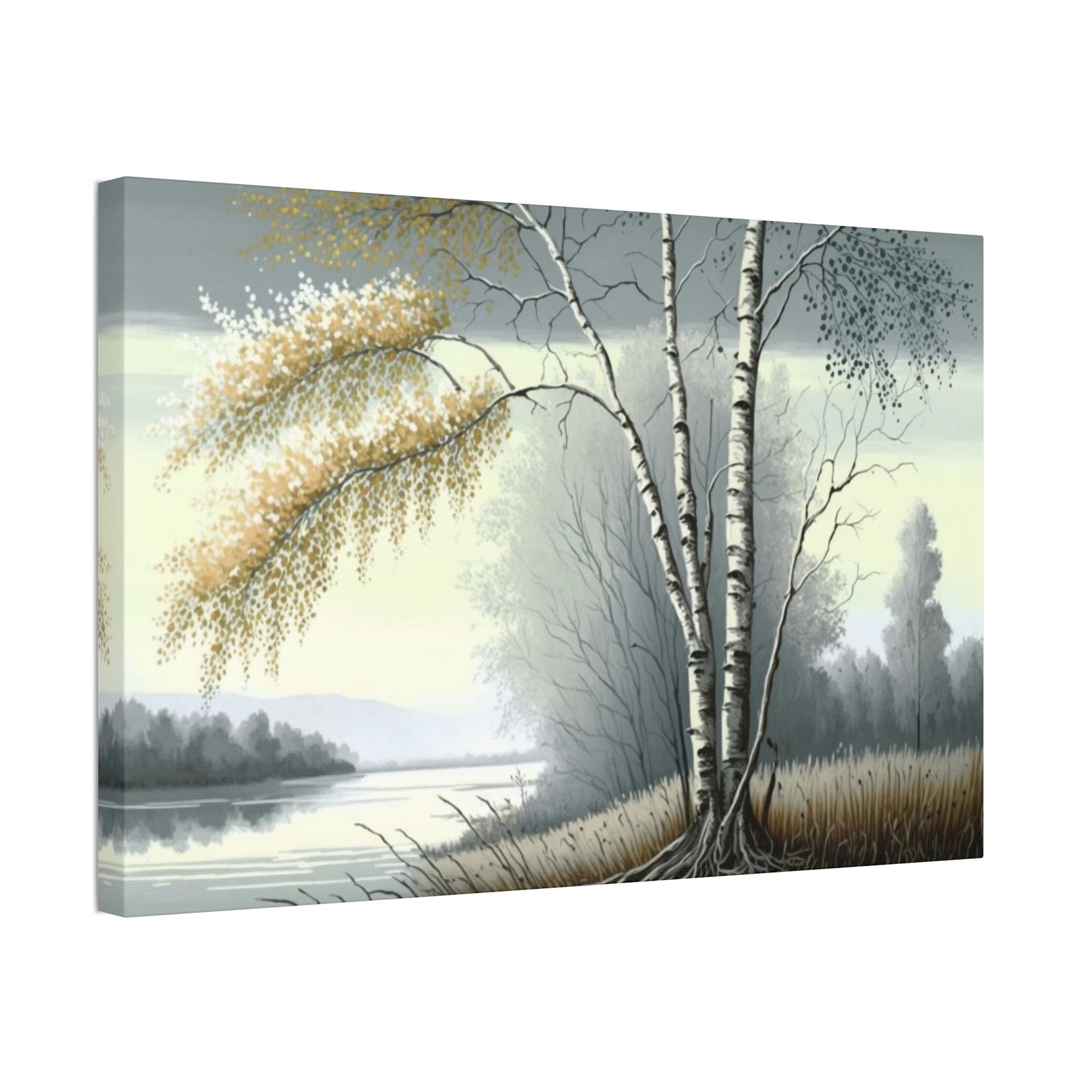 Birch Trees Whispering Woods: Rustic Framed Canvas & Poster Print of a Birch Tree Forest