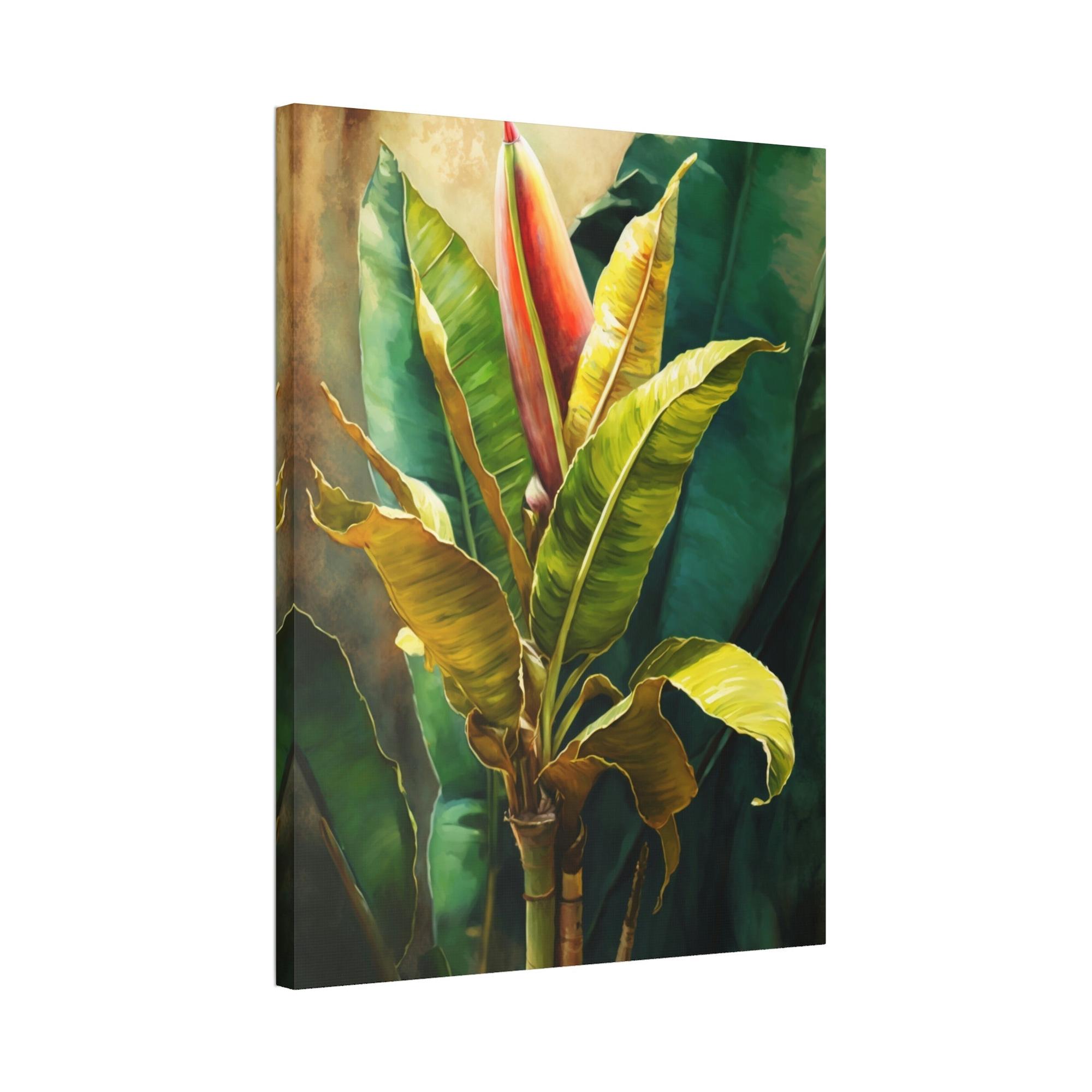 Banana Trees Tropical Escape: Print on Canvas of Exotic Banana Trees as Wall Art