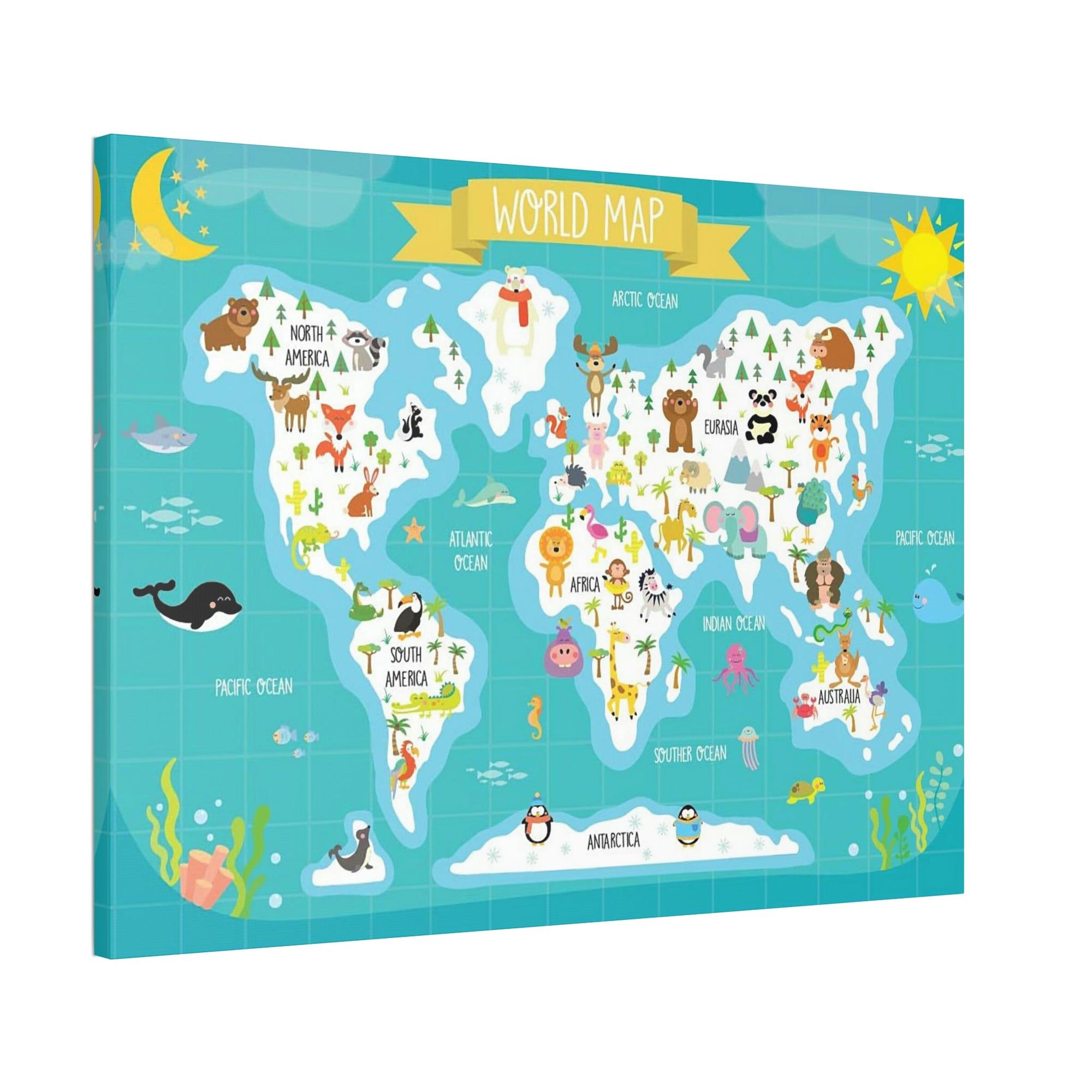 undefined Map Adventure: Beautiful Wall Art on Natural Canvas for Kids
