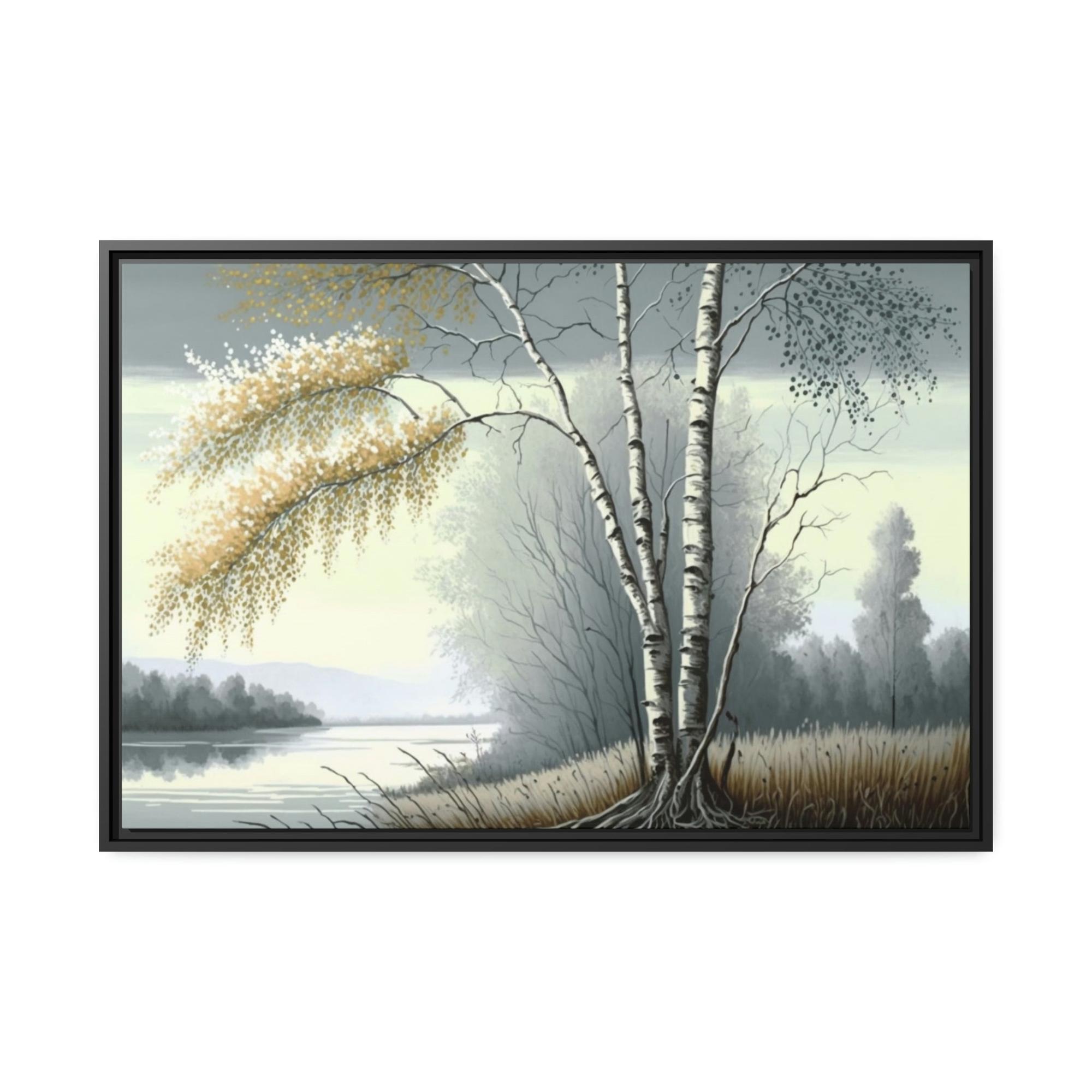 undefined Whispering Woods: Rustic Framed Canvas & Poster Print of a Birch Tree Forest