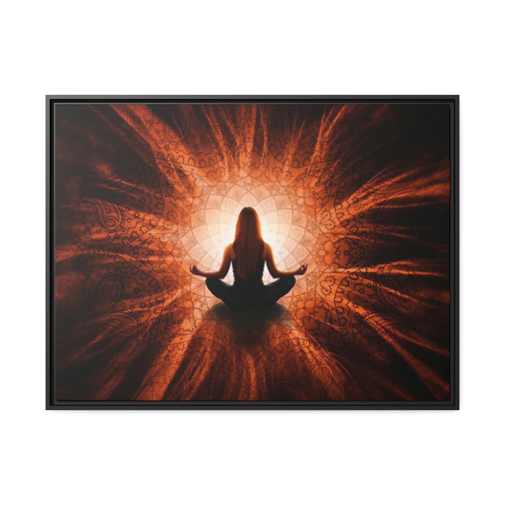 Meditation Spirituality in Art: Canvas Print of Meditative Pose with Abstract Background