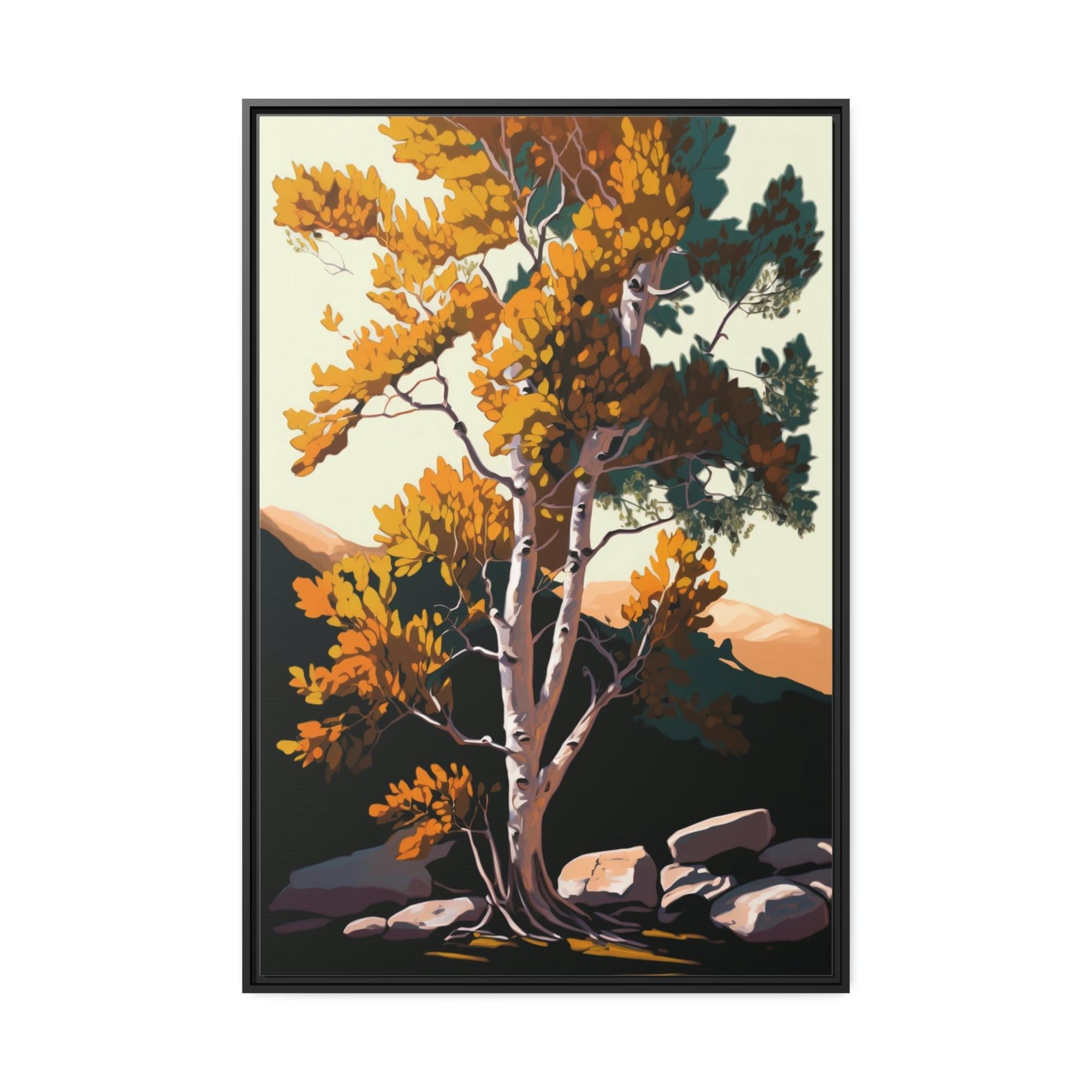 Aspen Trees The Enchantment of Fall: Framed Canvas & Poster Print of Aspen Trees in the Forest