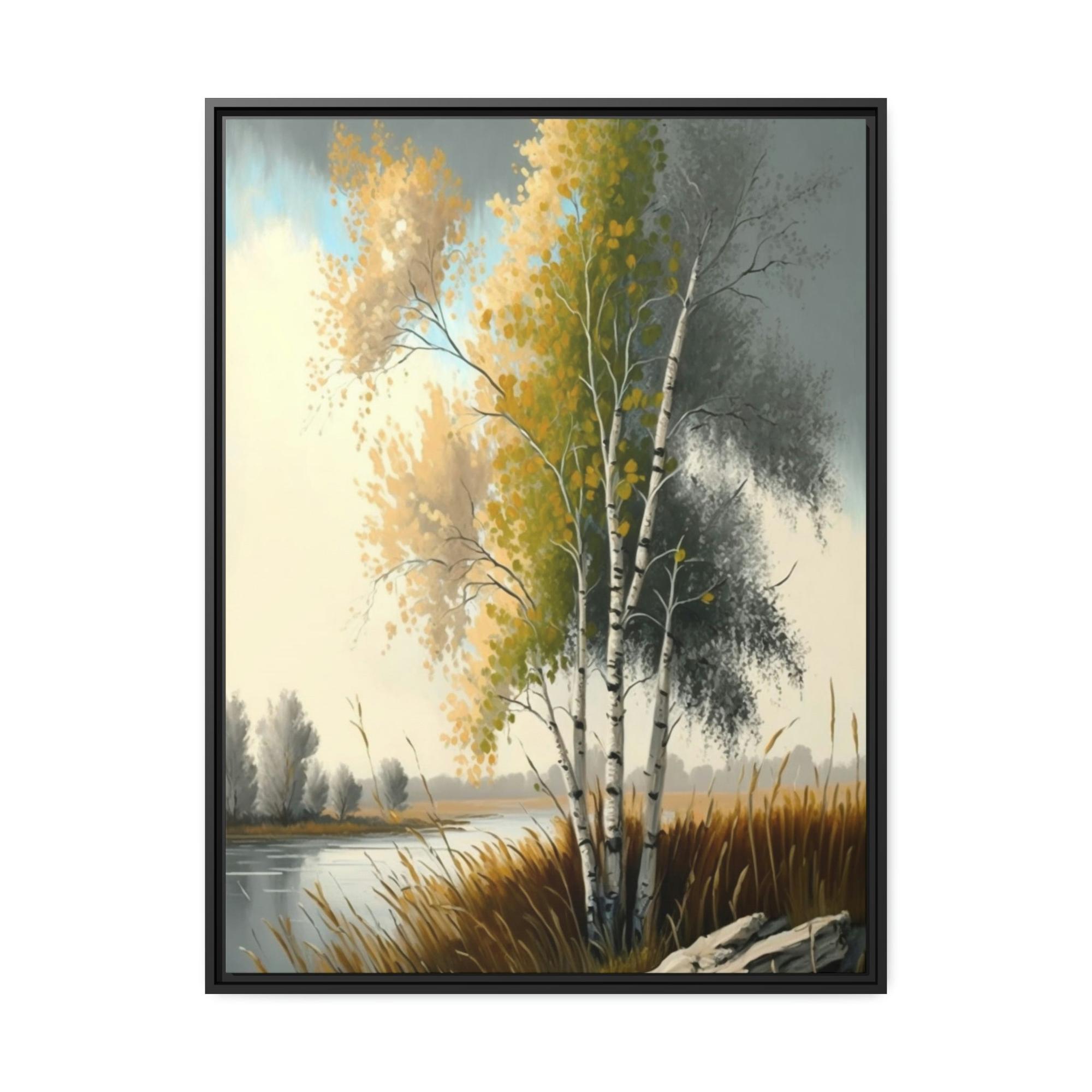 Birch Trees Autumn's Splendor: Poster & Canvas of Birch Trees with Colorful Leaves