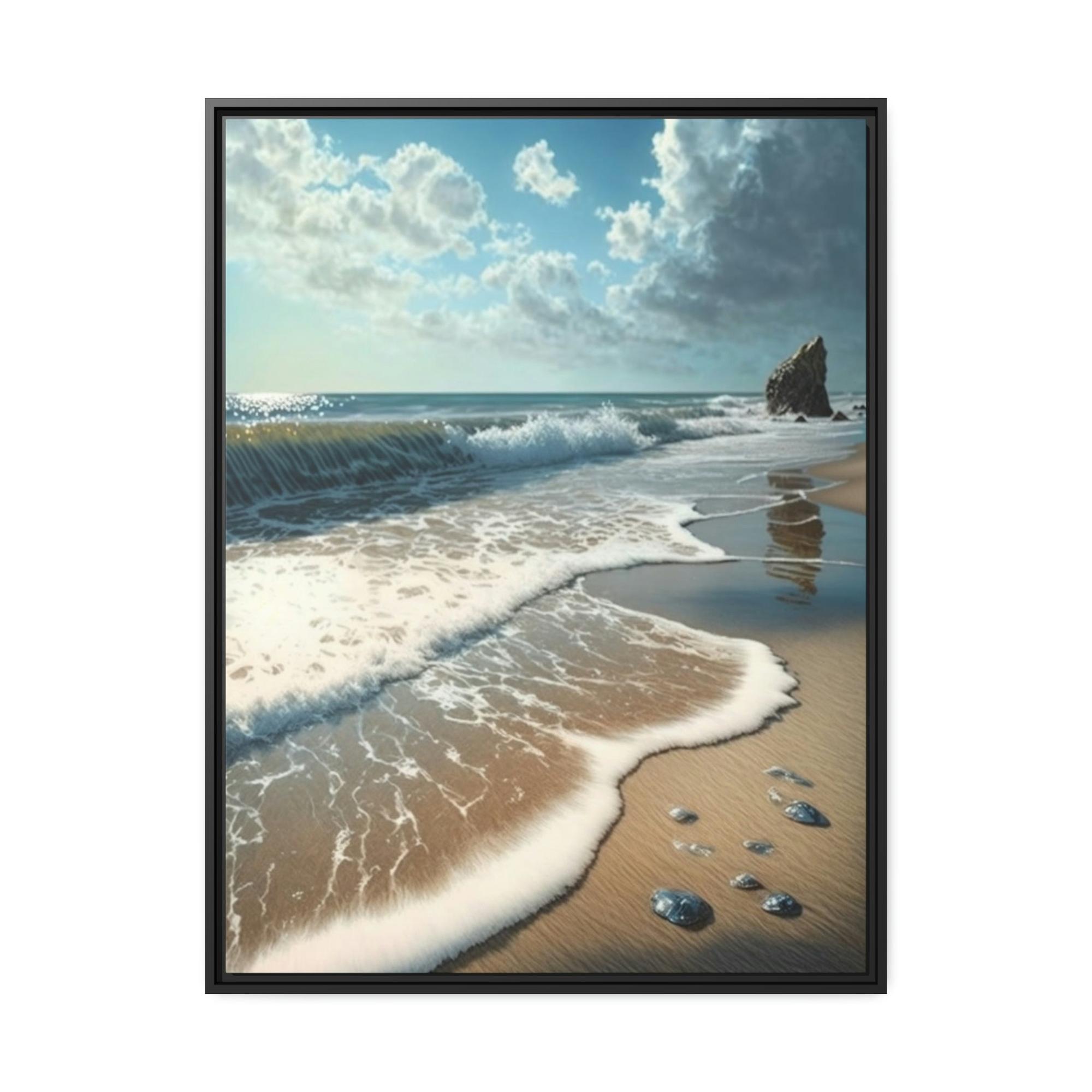 Beaches Seaside Escape: Artistic Framed Canvas & Poster Print of a Quiet Beach