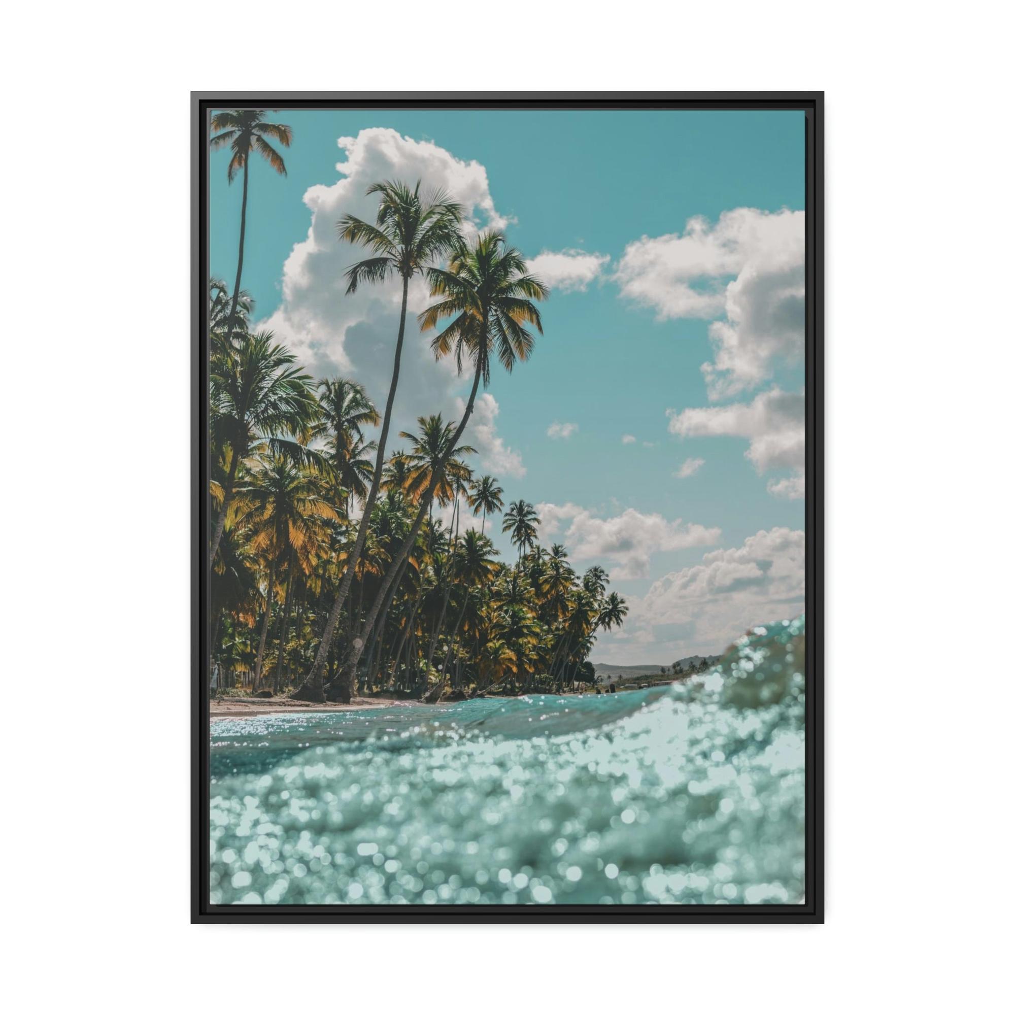 Beaches Tropical Retreat: Stunning Poster of a Sandy Beach with Palm Trees